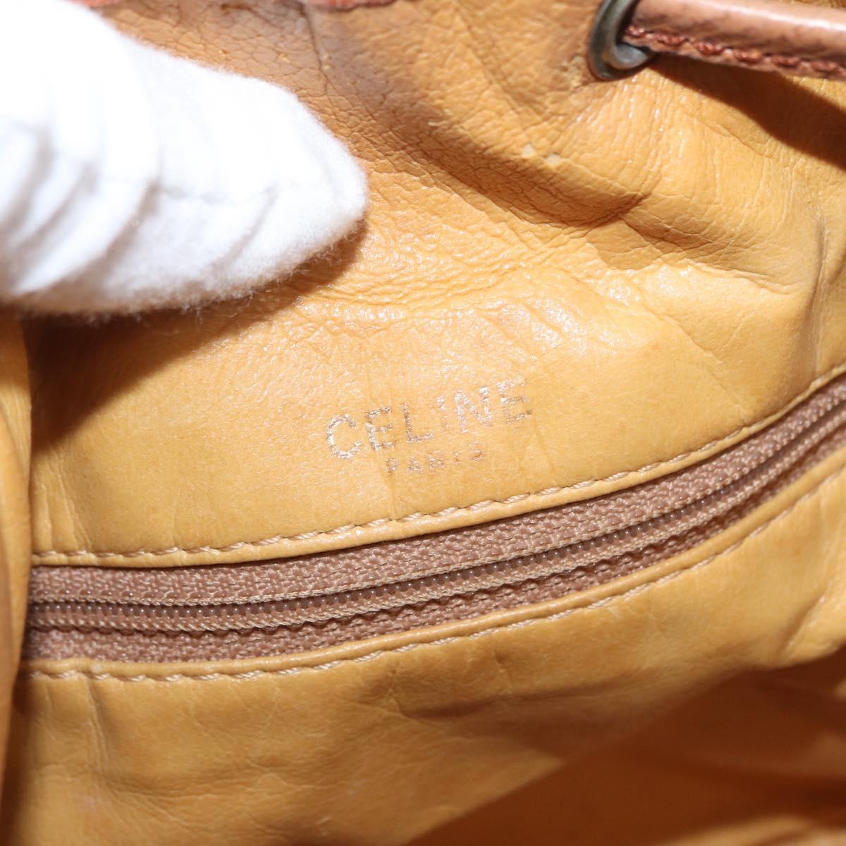 CELINE Macadam Canvas Shoulder Bag PVC Leather Brown Gold Auth 169499