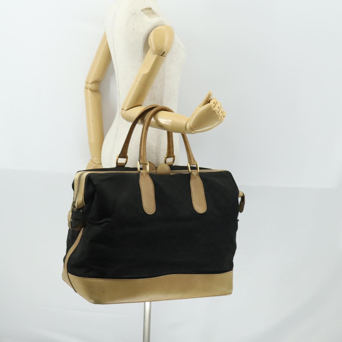 GUCCI GG Canvas Boston Bag Black Gold Auth 169500
