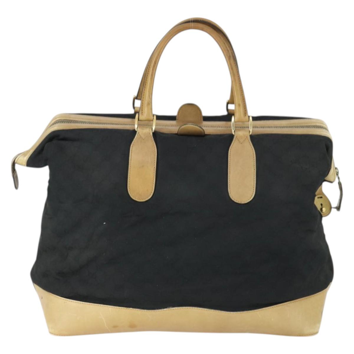 GUCCI GG Canvas Boston Bag Black Gold Auth 169500