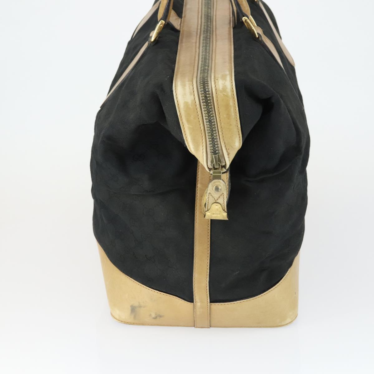 GUCCI GG Canvas Boston Bag Black Gold Auth 169500