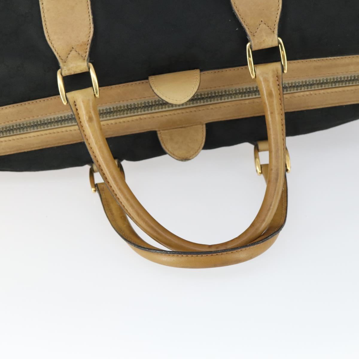 GUCCI GG Canvas Boston Bag Black Gold Auth 169500