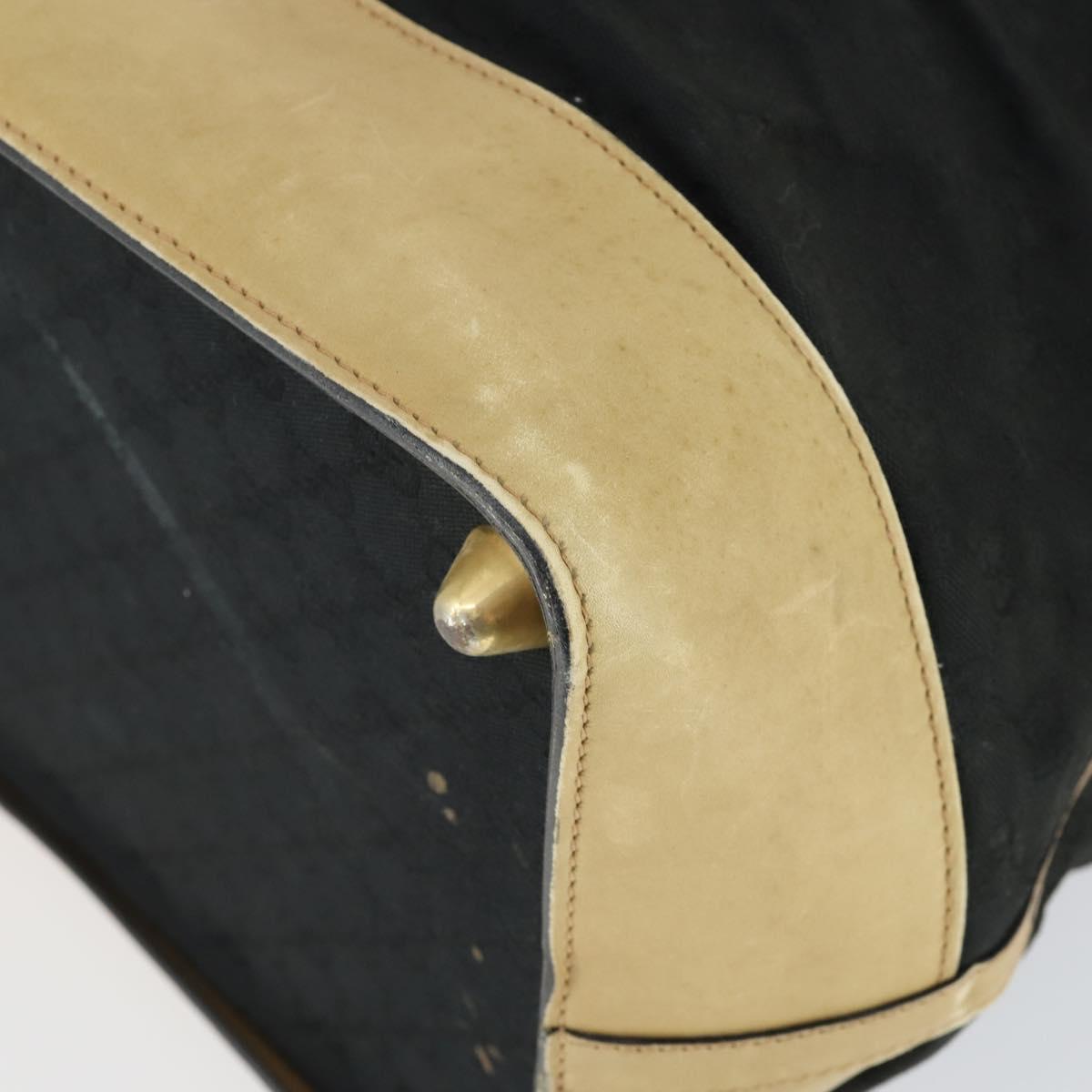 GUCCI GG Canvas Boston Bag Black Gold Auth 169500