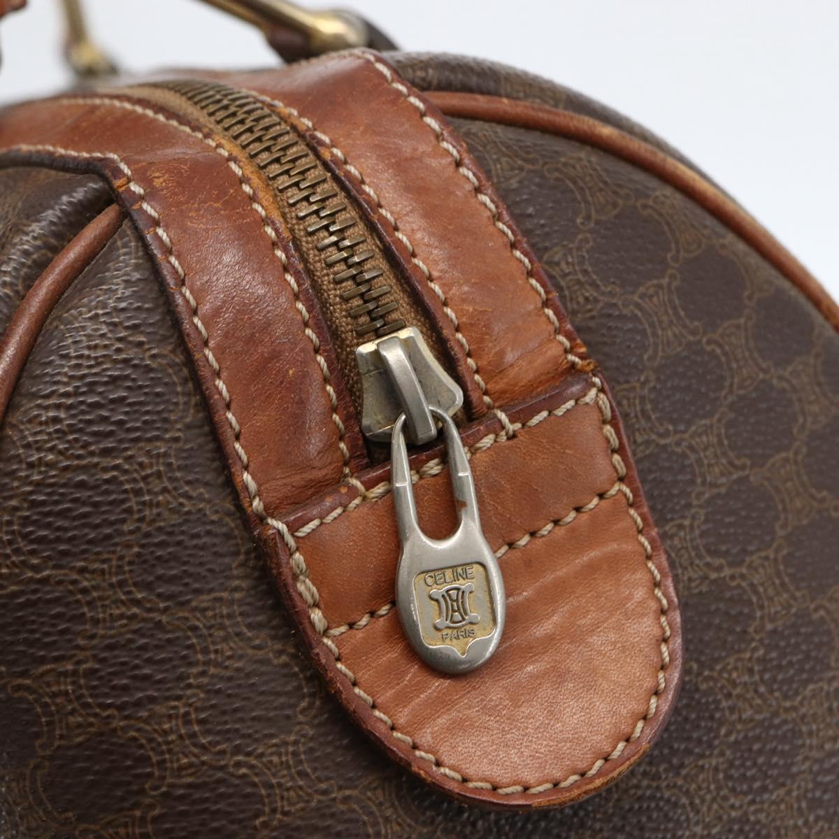 CELINE Macadam Canvas Hand Bag PVC Beige Gold Auth 169502