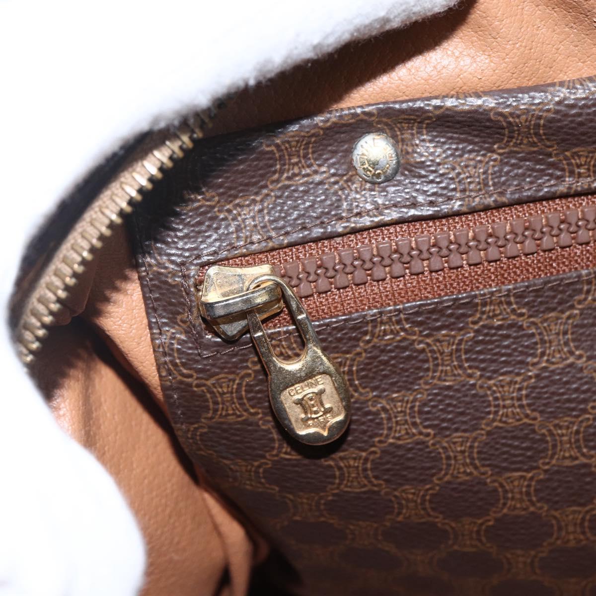 CELINE Macadam Canvas Hand Bag PVC Beige Gold Auth 169502