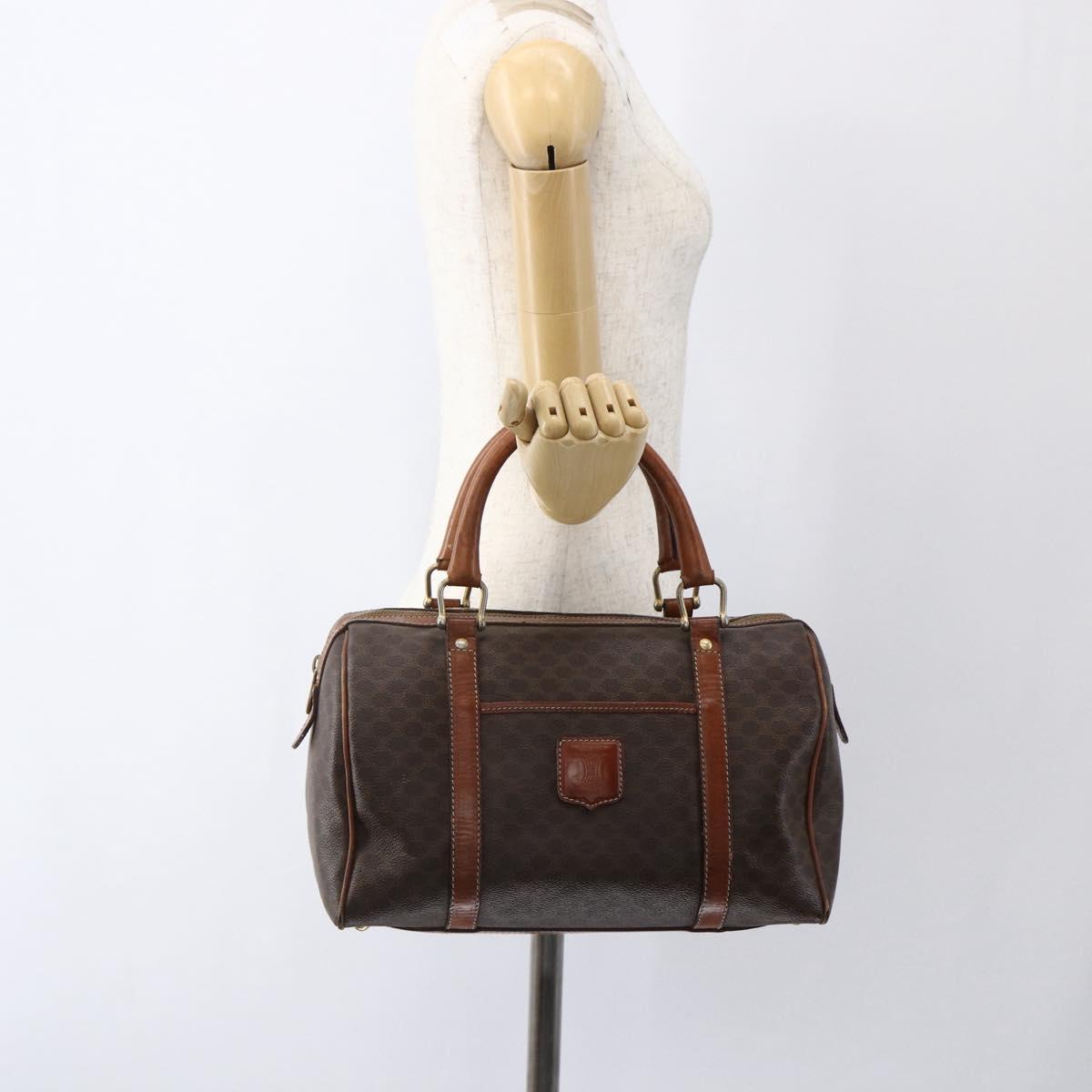 CELINE Macadam Canvas Hand Bag PVC Beige Gold Auth 169502