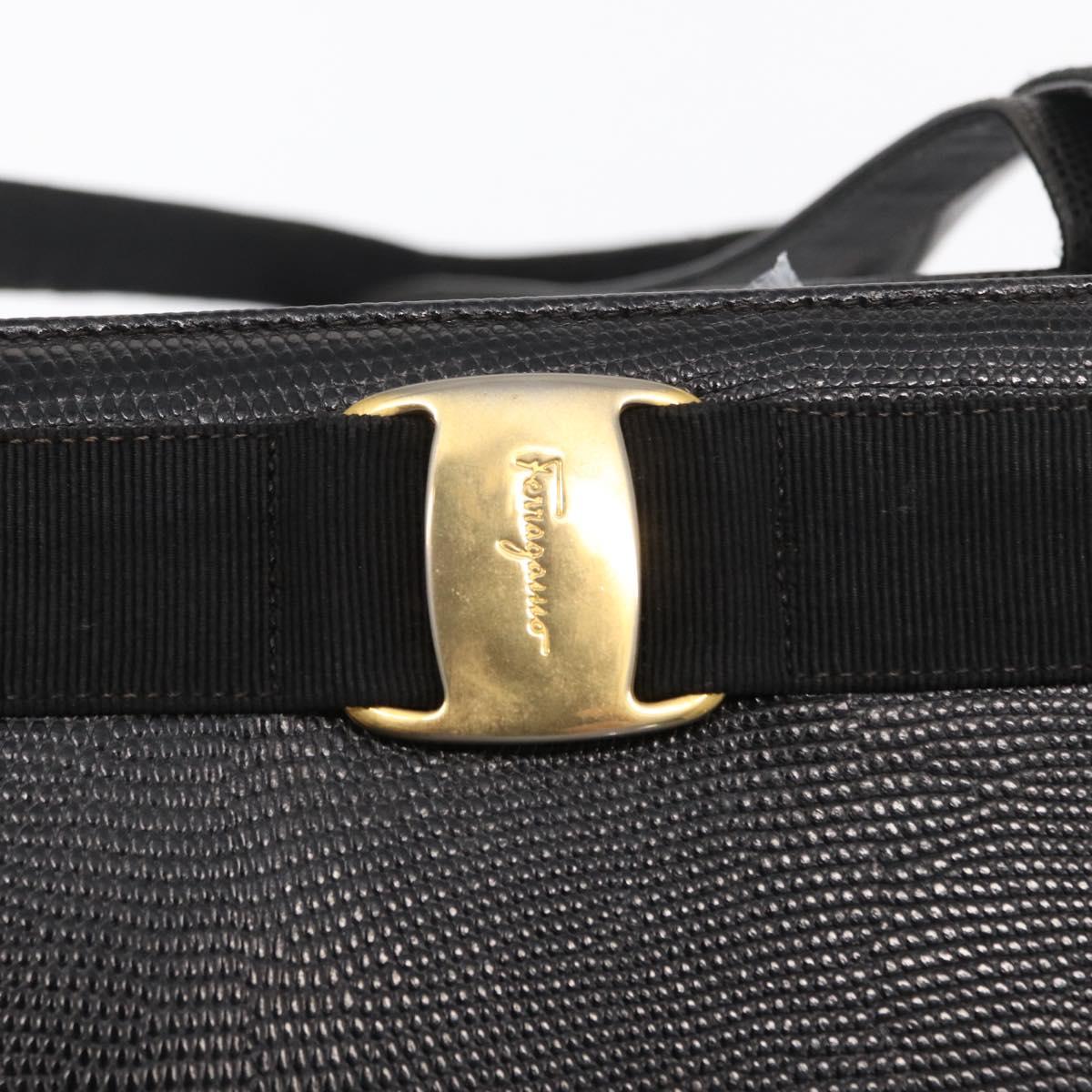 Salvatore Ferragamo Tote Bag Leather Black Gold Auth 169503