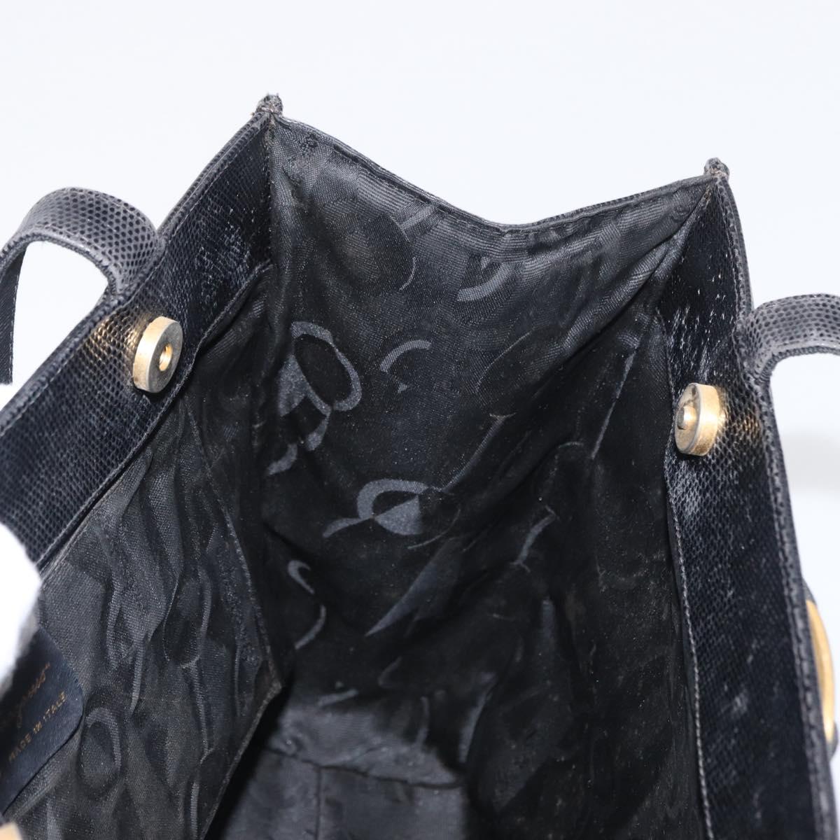 Salvatore Ferragamo Tote Bag Leather Black Gold Auth 169503
