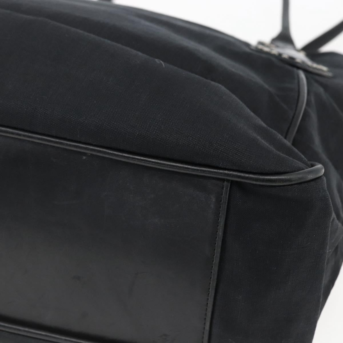 Christian Louboutin Tote Bag Canvas Black Silver Auth 169504