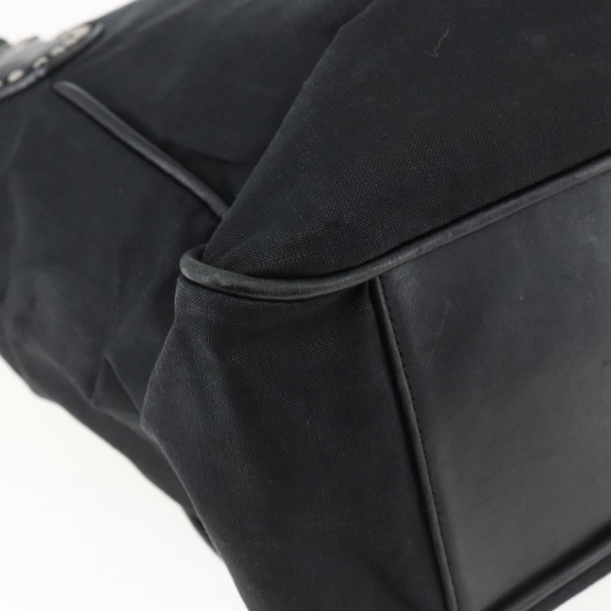 Christian Louboutin Tote Bag Canvas Black Silver Auth 169504