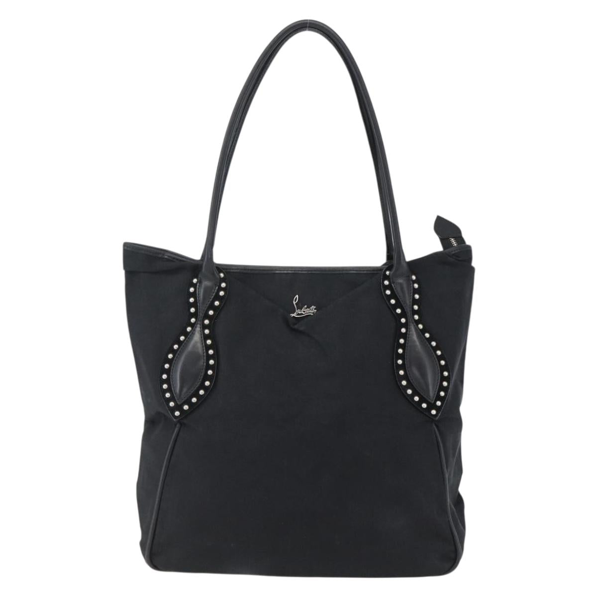 Christian Louboutin Tote Bag Canvas Black Silver Auth 169504