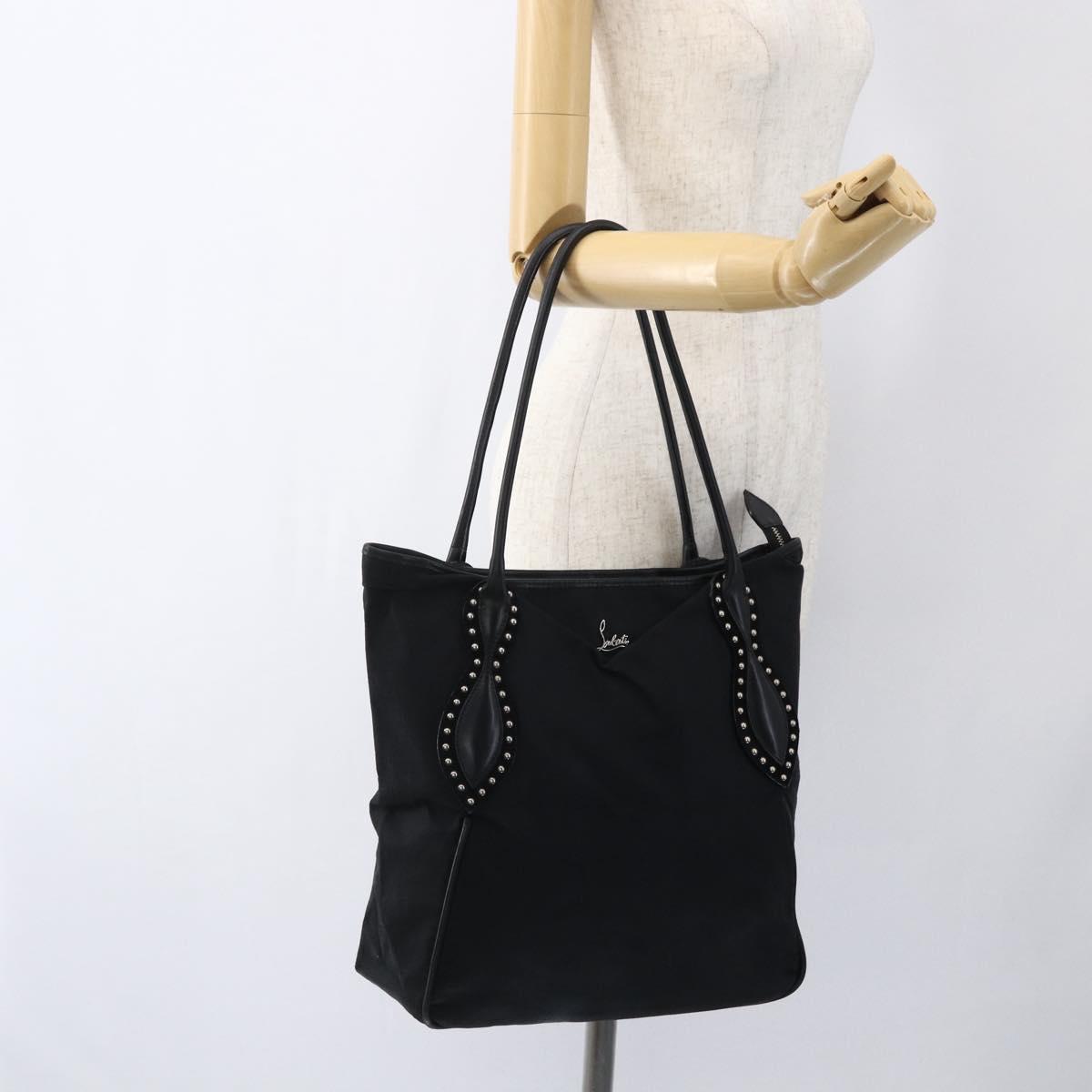 Christian Louboutin Tote Bag Canvas Black Silver Auth 169504