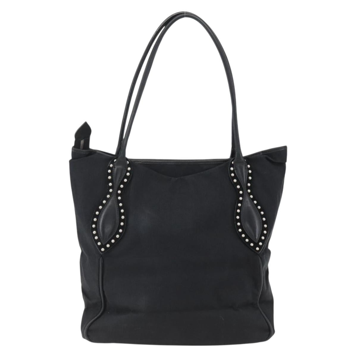 Christian Louboutin Tote Bag Canvas Black Silver Auth 169504