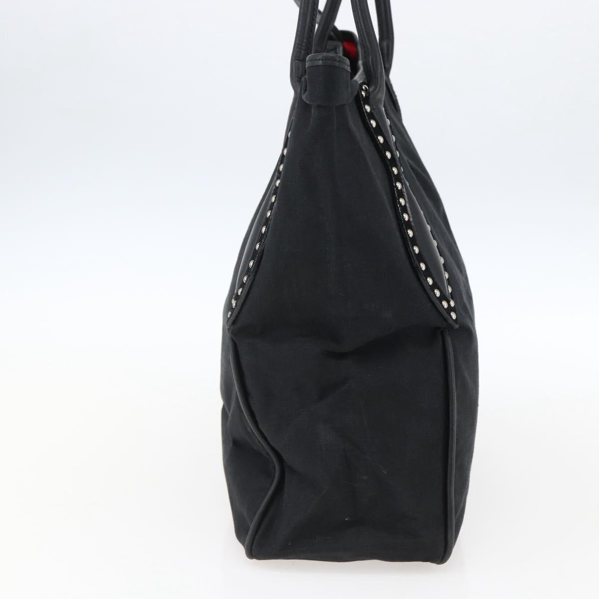 Christian Louboutin Tote Bag Canvas Black Silver Auth 169504