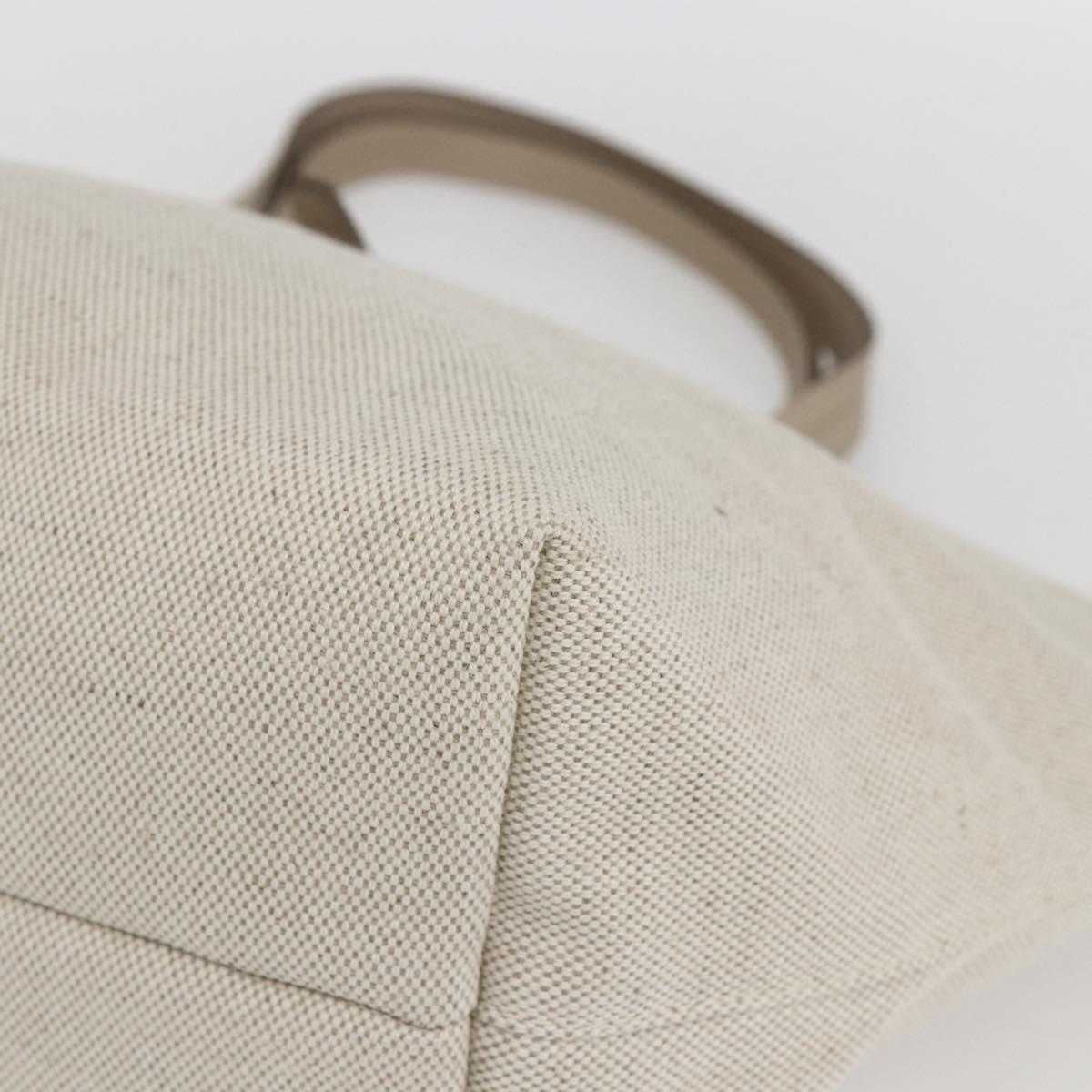 Salvatore Ferragamo Hand Bag Canvas Beige Gold Auth 169508
