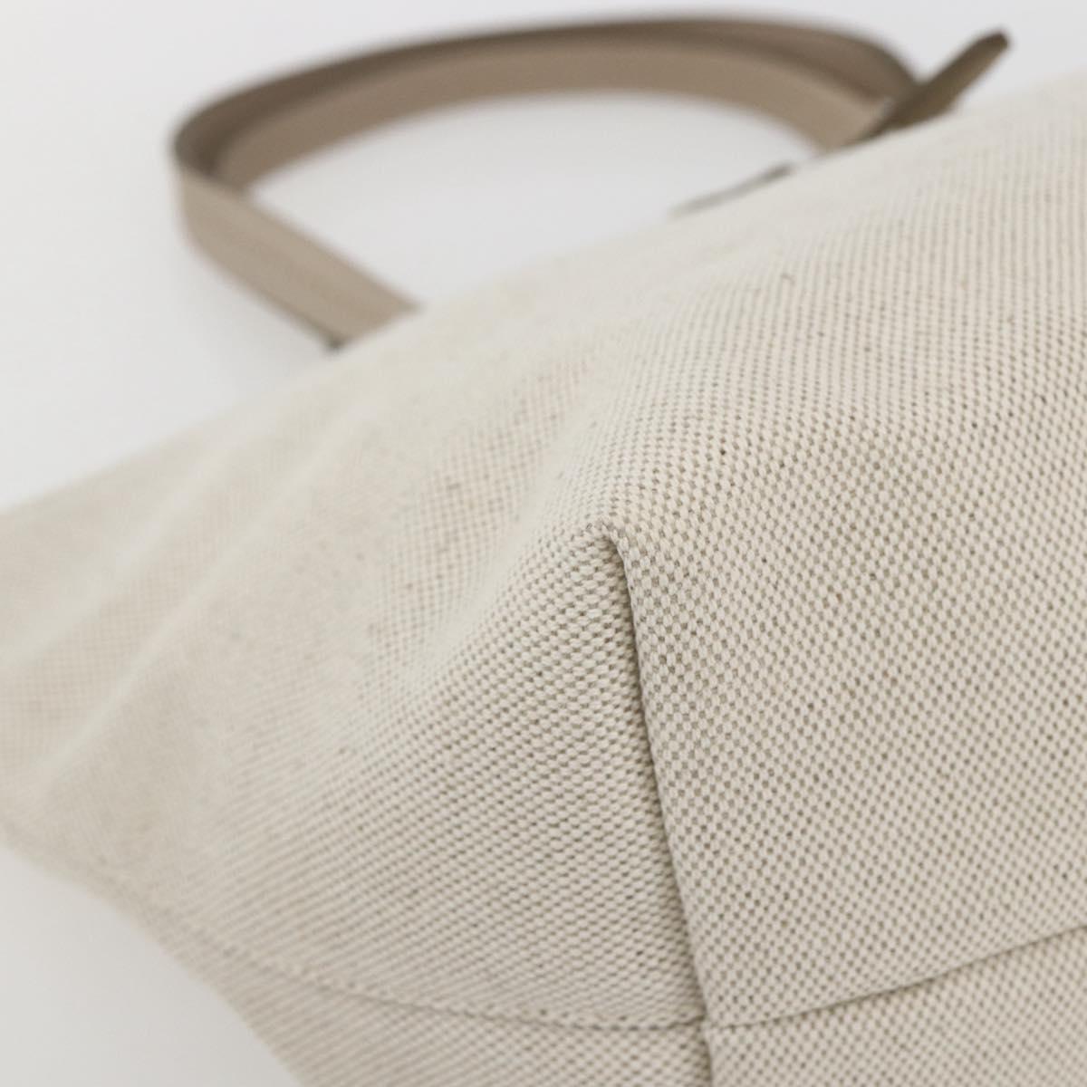 Salvatore Ferragamo Hand Bag Canvas Beige Gold Auth 169508