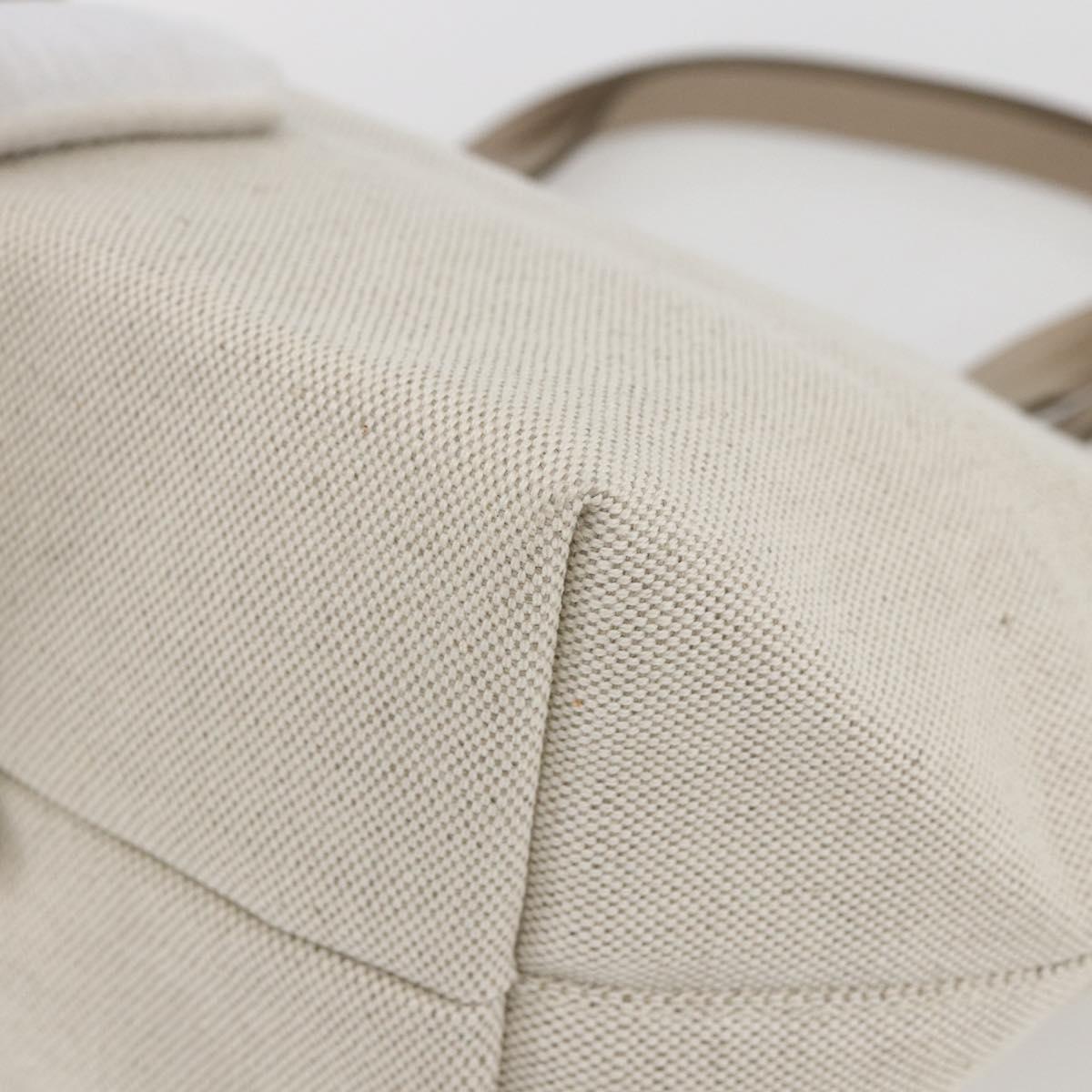 Salvatore Ferragamo Hand Bag Canvas Beige Gold Auth 169508