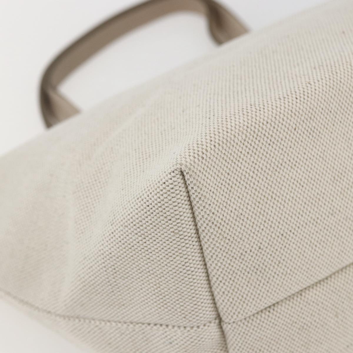 Salvatore Ferragamo Hand Bag Canvas Beige Gold Auth 169508