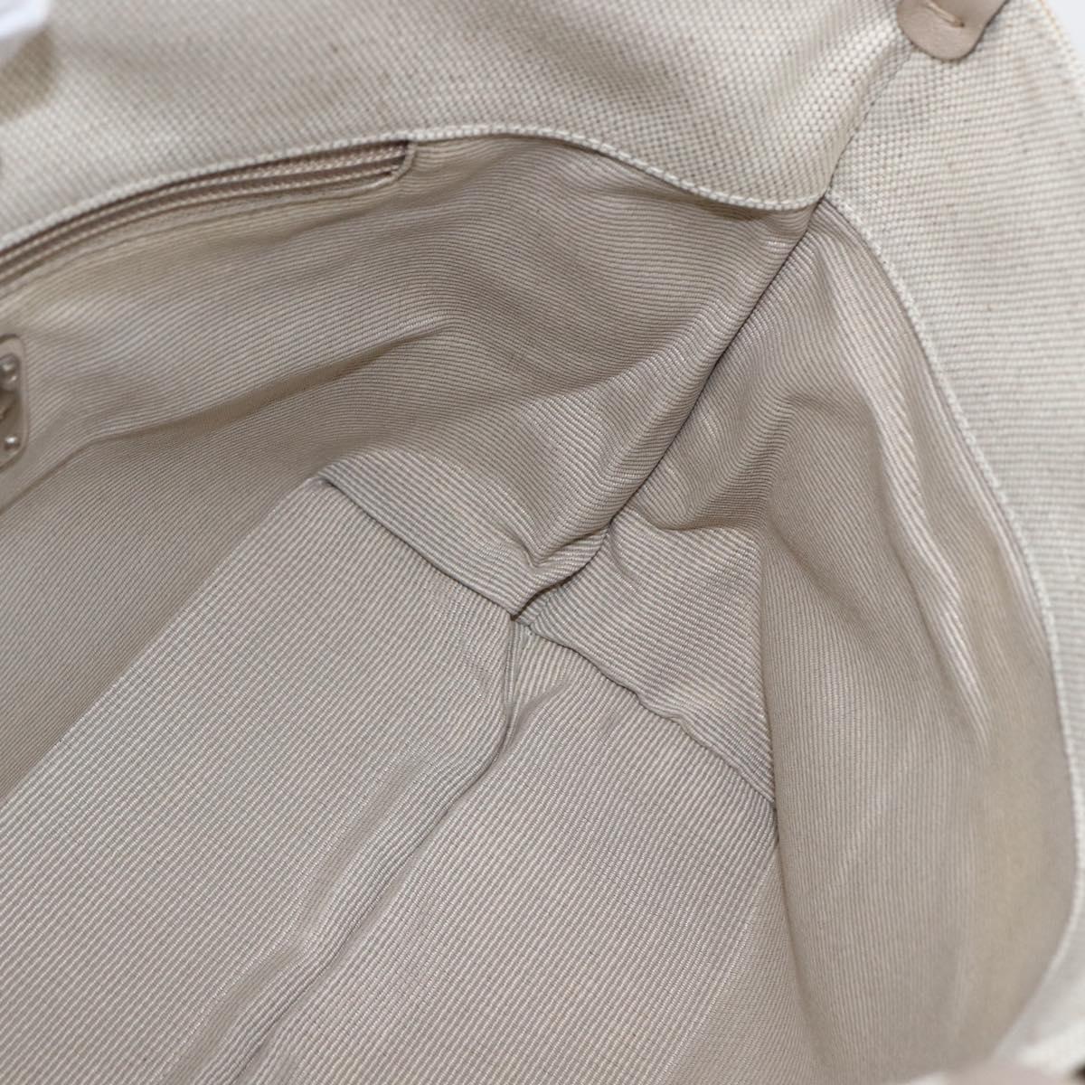 Salvatore Ferragamo Hand Bag Canvas Beige Gold Auth 169508