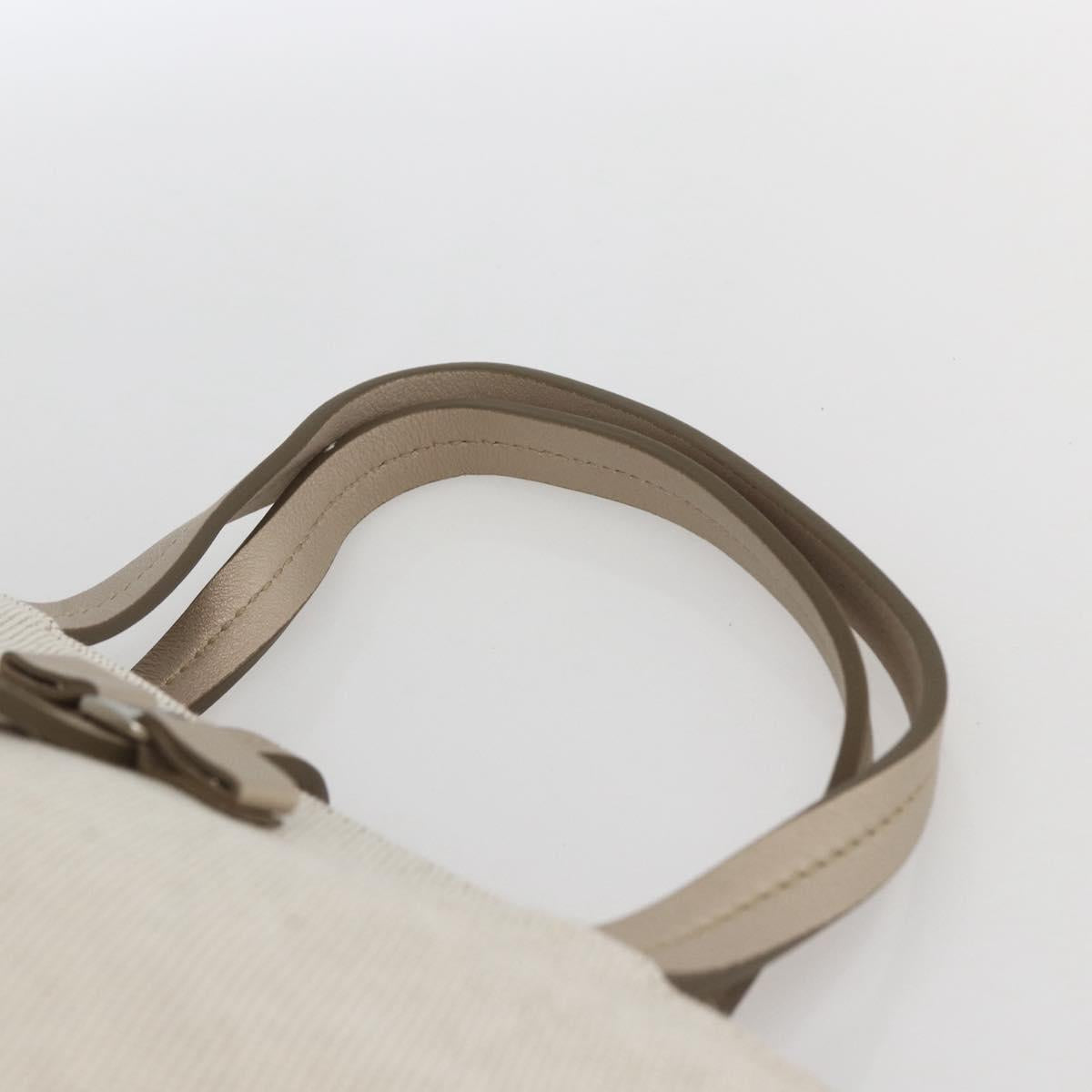Salvatore Ferragamo Hand Bag Canvas Beige Gold Auth 169508