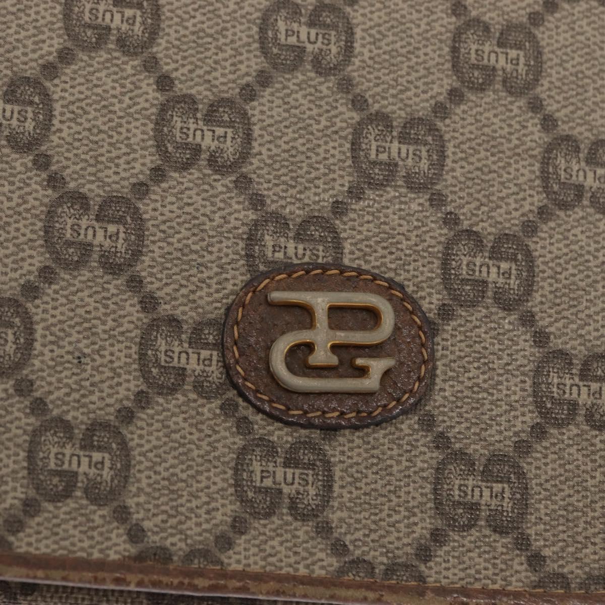 GUCCI GG Plus Supreme Shoulder Bag PVC Beige Gold Auth 169512