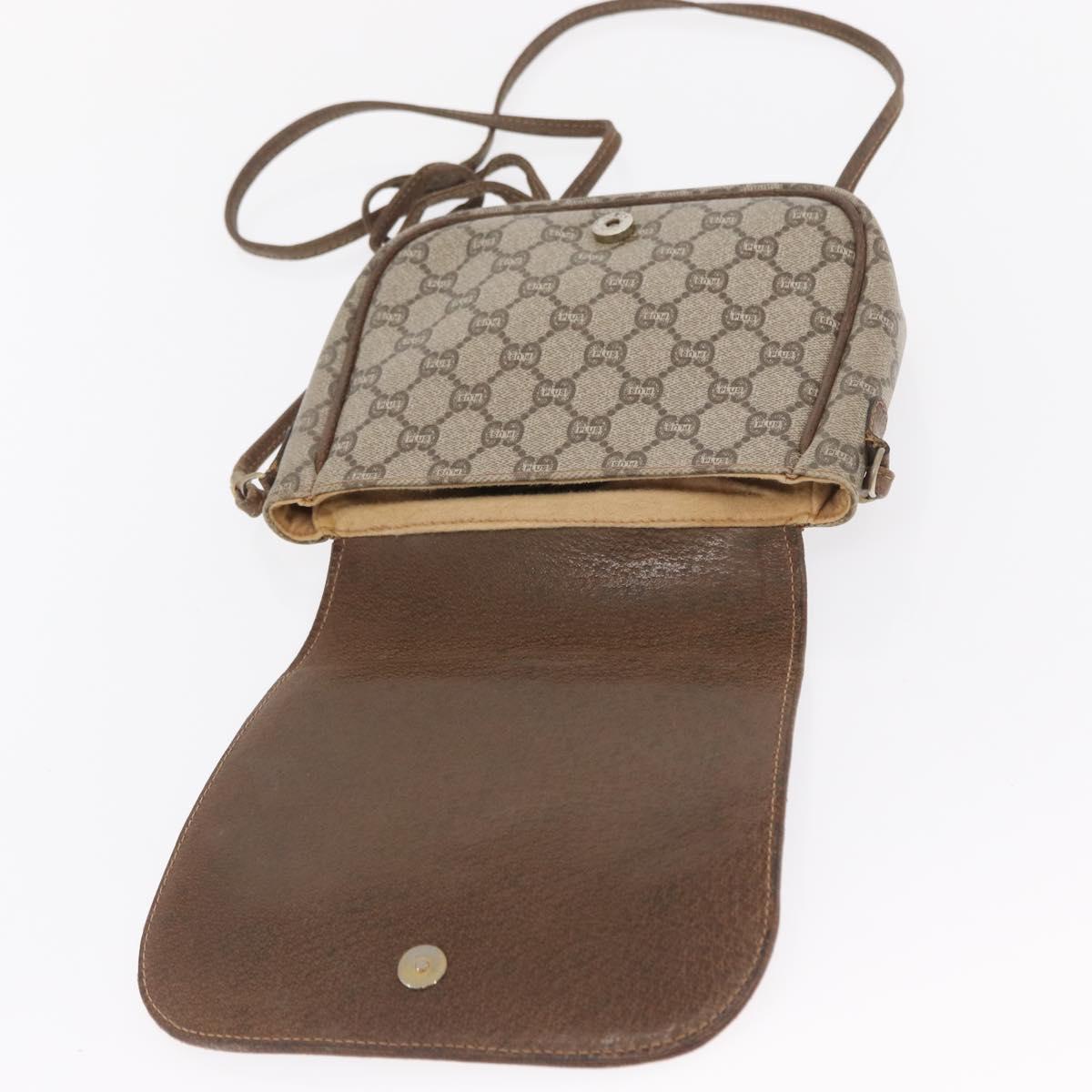 GUCCI GG Plus Supreme Shoulder Bag PVC Beige Gold Auth 169512