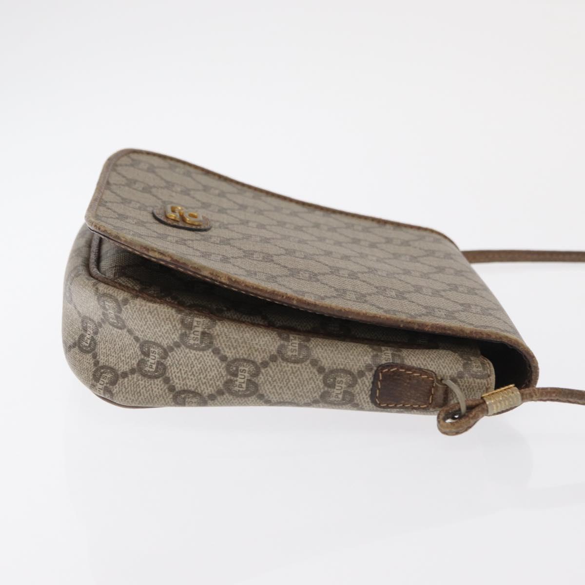 GUCCI GG Plus Supreme Shoulder Bag PVC Beige Gold Auth 169512