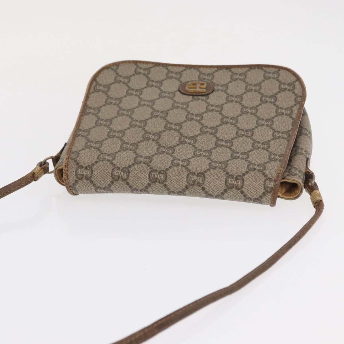 GUCCI GG Plus Supreme Shoulder Bag PVC Beige Gold Auth 169512