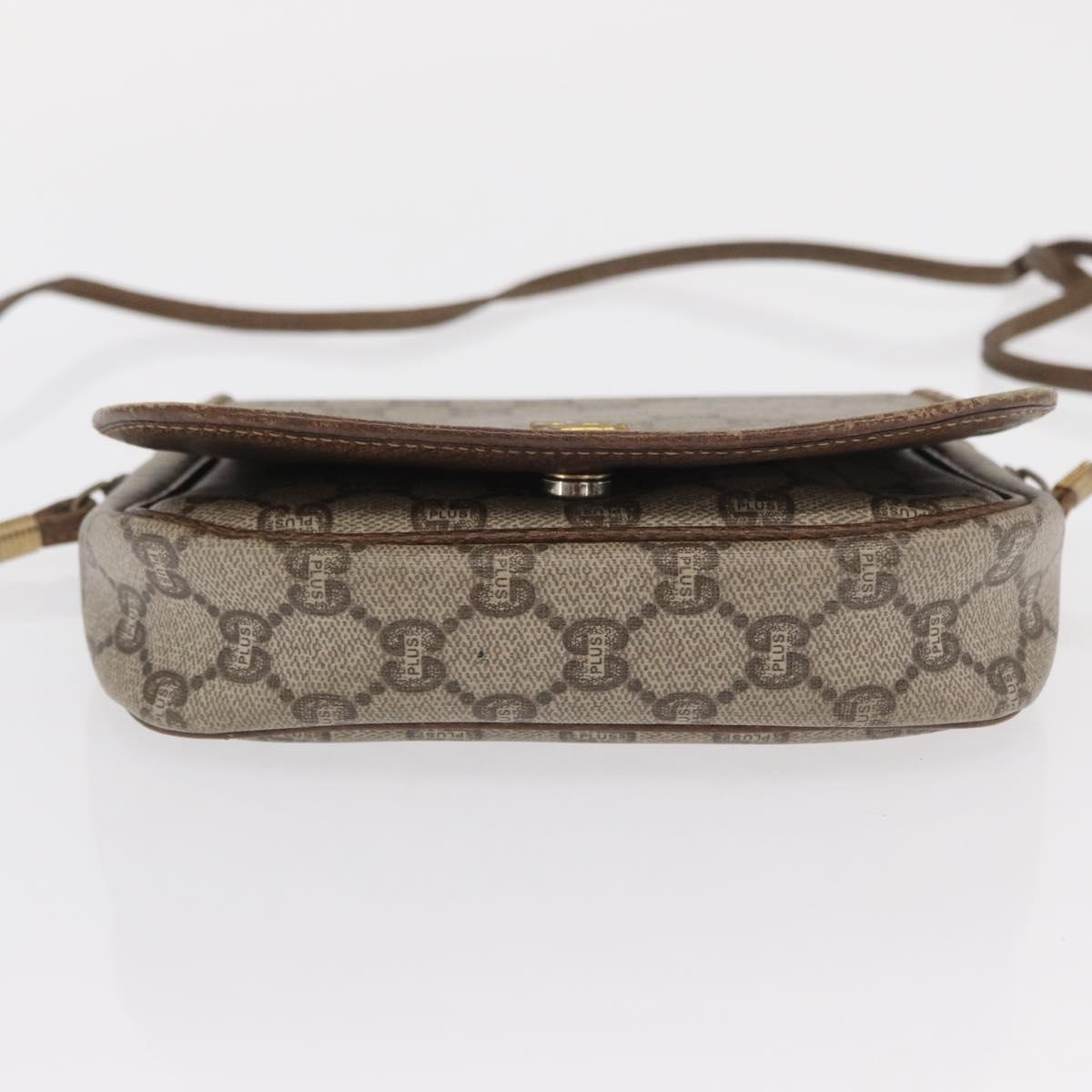 GUCCI GG Plus Supreme Shoulder Bag PVC Beige Gold Auth 169512