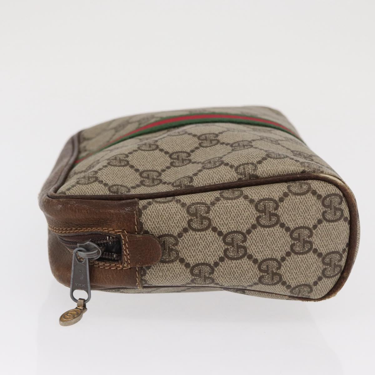 GUCCI GG Canvas Web Sherry Line Clutch Bag Beige 37-014-3553 Auth 169513