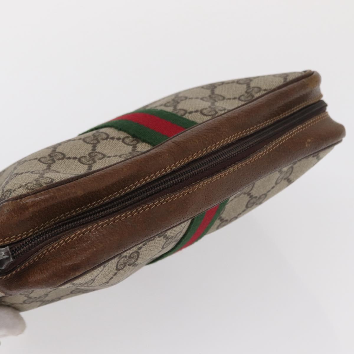 GUCCI GG Canvas Web Sherry Line Clutch Bag Beige 37-014-3553 Auth 169513