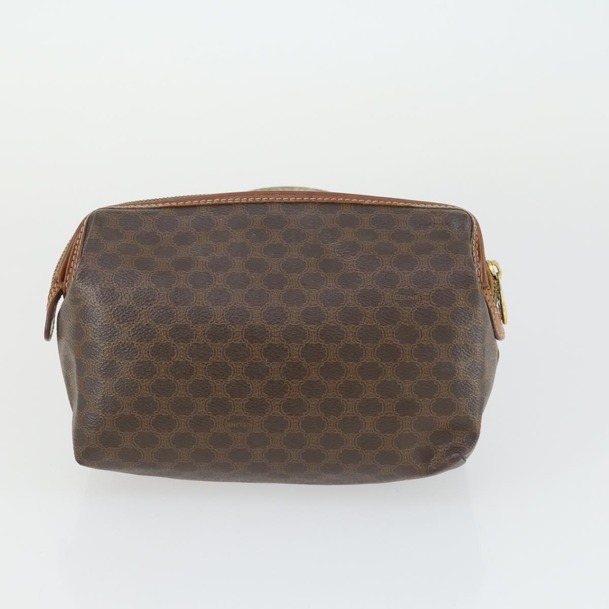 CELINE Macadam Canvas Clutch Bag PVC Leather 3 Set Brown Auth 169517