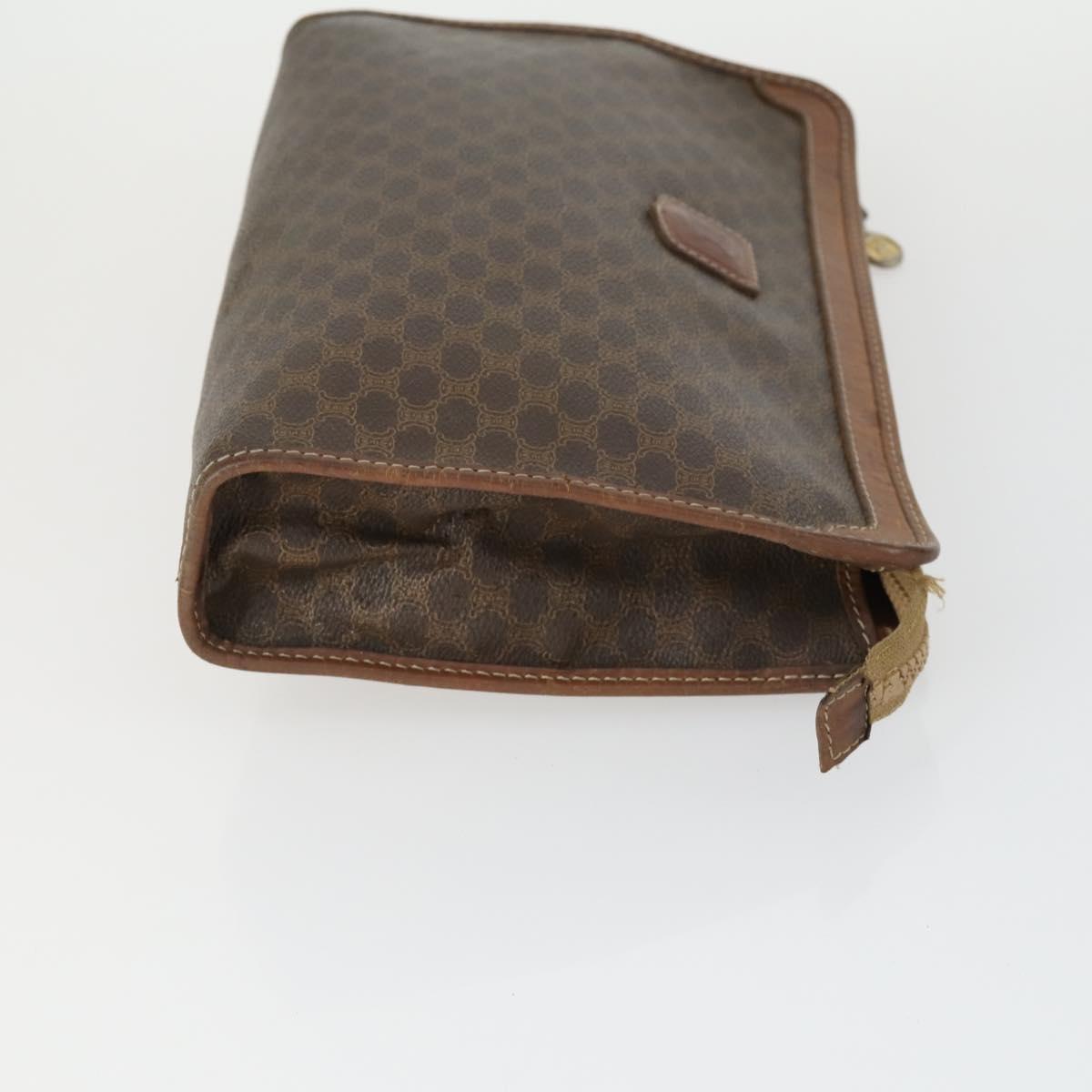 CELINE Macadam Canvas Clutch Bag PVC Leather 3 Set Brown Auth 169517
