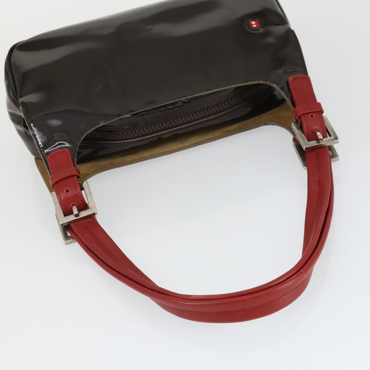 BALLY Shoulder Bag Patent PVC 2 Set Bordeaux Blue Auth 169519