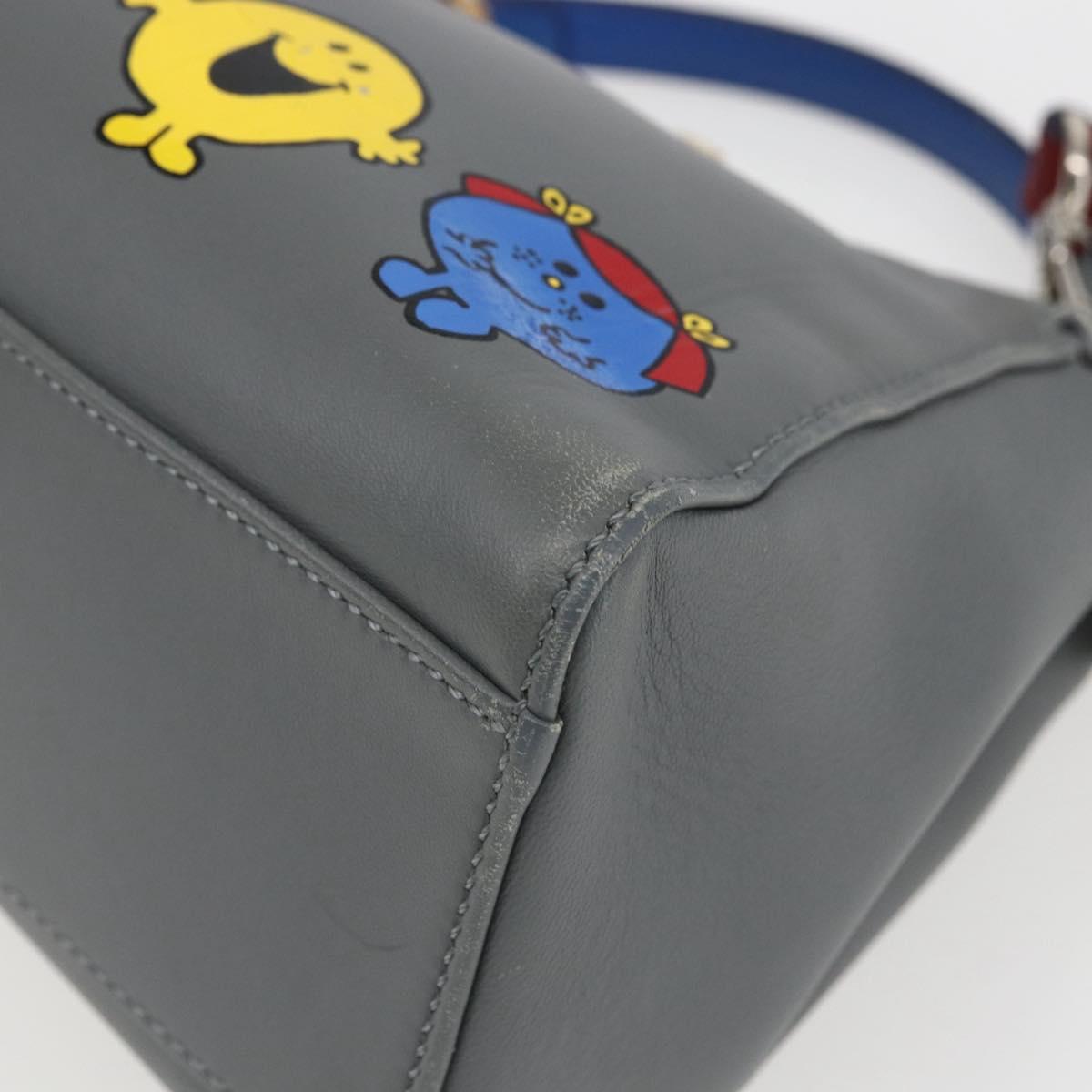 FENDI Peek A Boo Mini Hand Bag Leather 2way Gray Gold Auth 169542