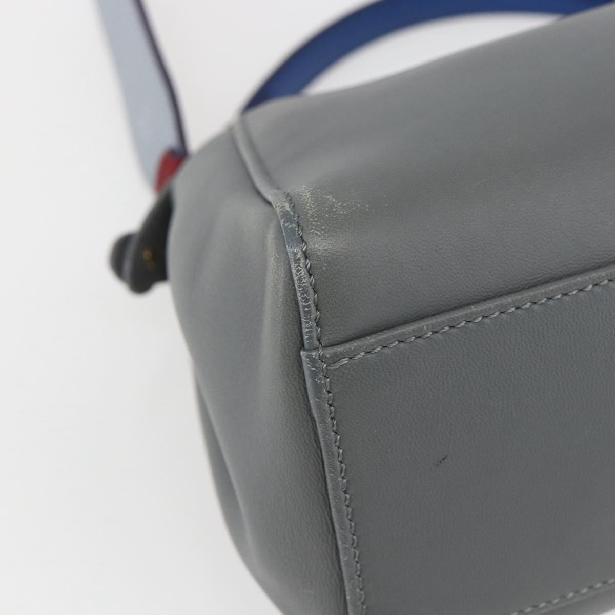 FENDI Peek A Boo Mini Hand Bag Leather 2way Gray Gold Auth 169542