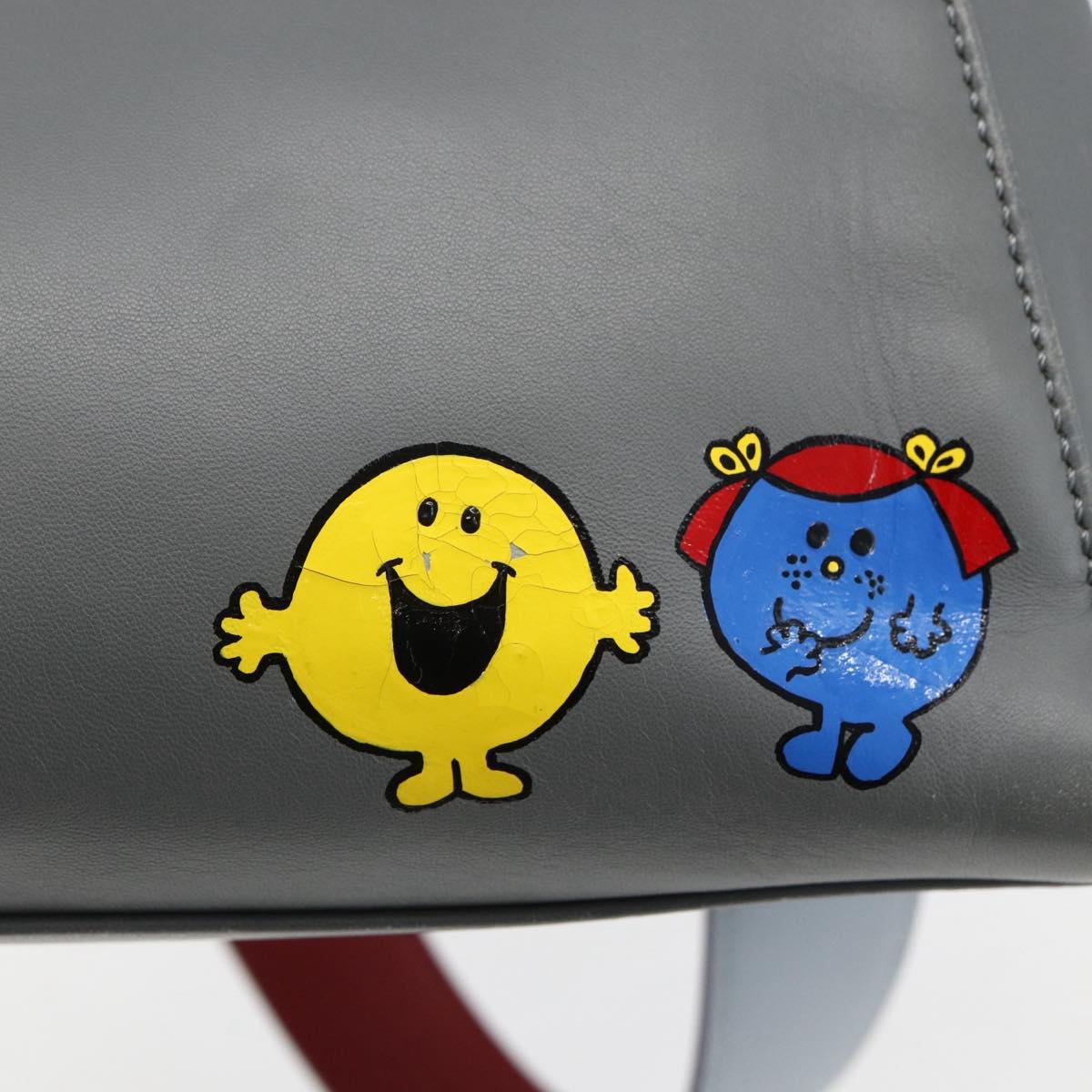 FENDI Peek A Boo Mini Hand Bag Leather 2way Gray Gold Auth 169542