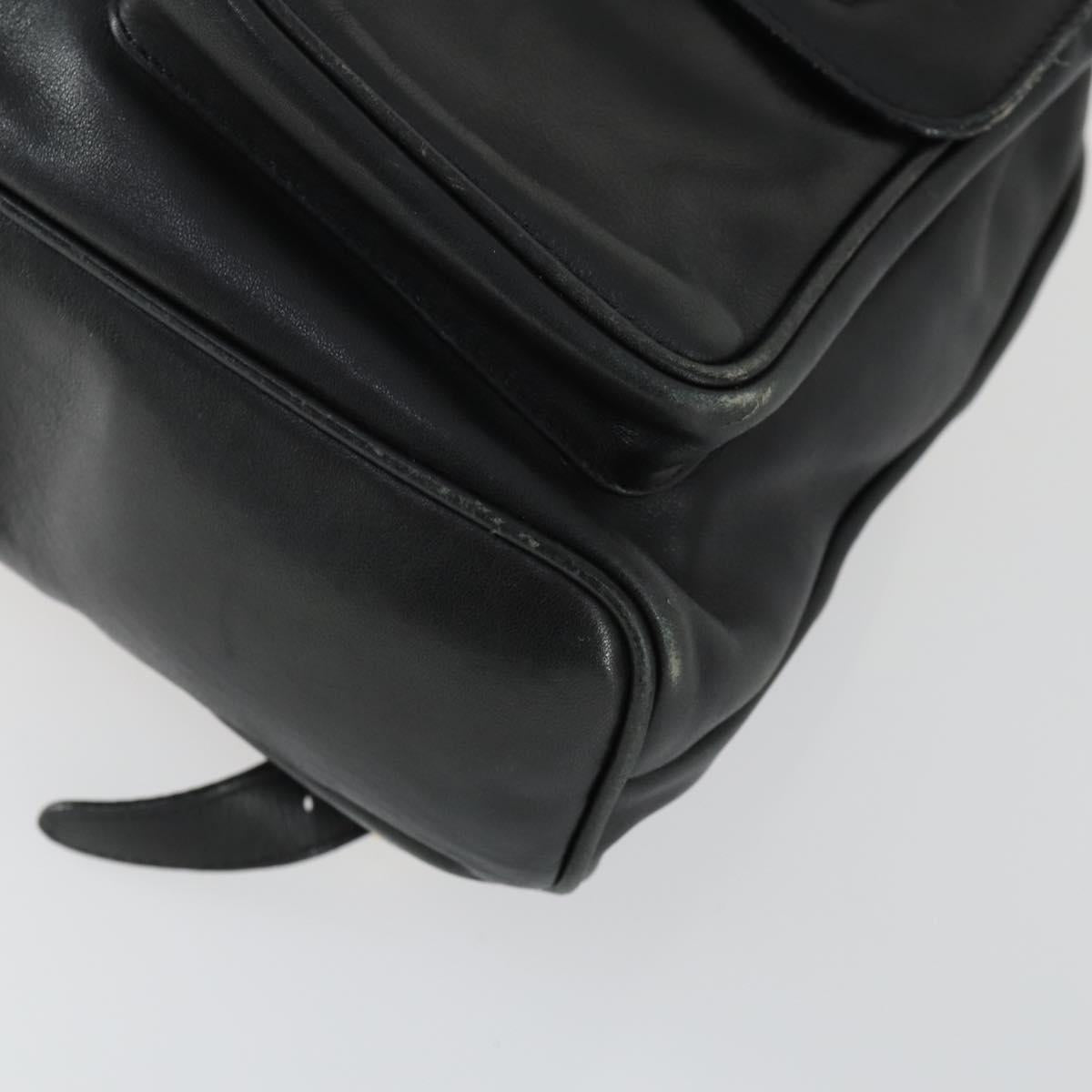 GUCCI Bamboo Backpack Leather Black Gold 003 1998 0016 Auth 169543A