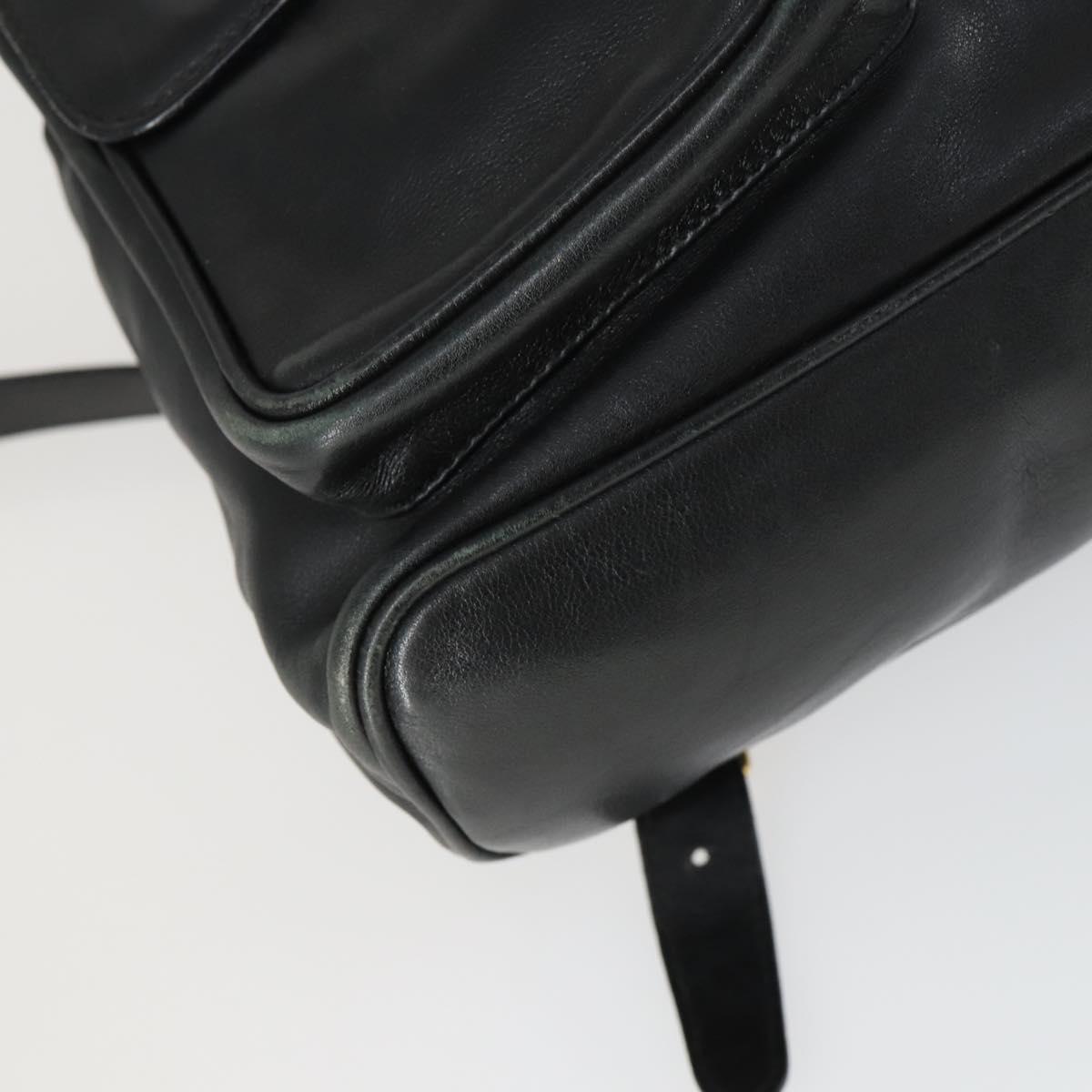 GUCCI Bamboo Backpack Leather Black Gold 003 1998 0016 Auth 169543A