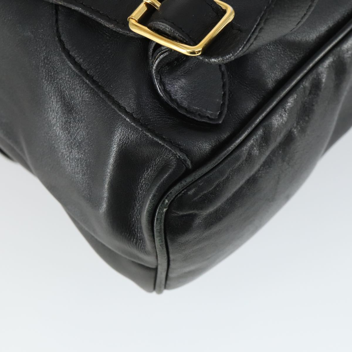 GUCCI Bamboo Backpack Leather Black Gold 003 1998 0016 Auth 169543A