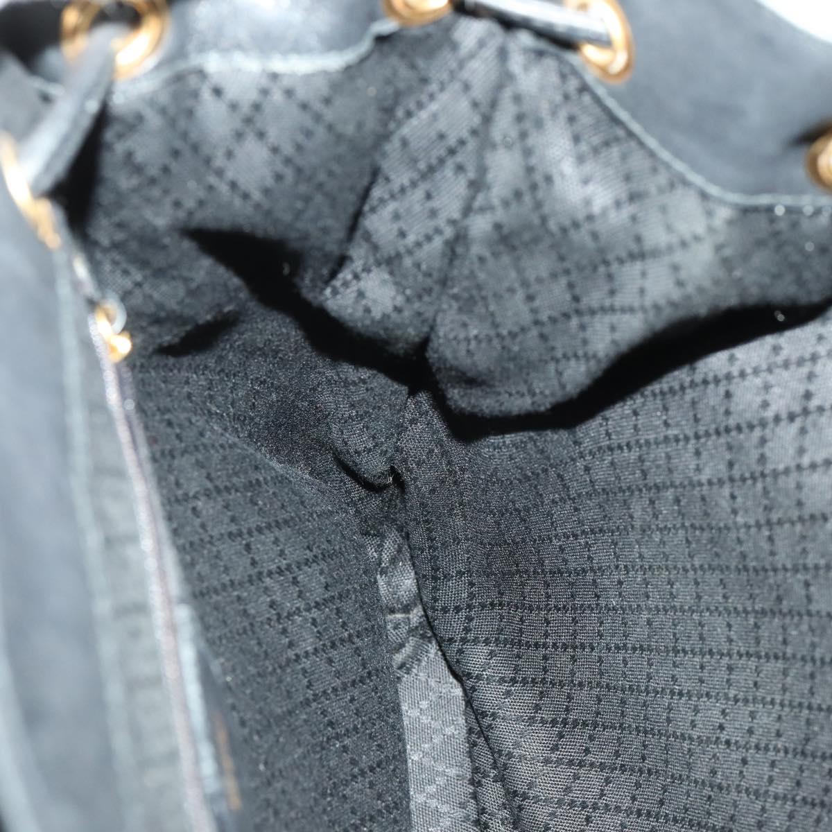 GUCCI Bamboo Backpack Leather Black Gold 003 1998 0016 Auth 169543A