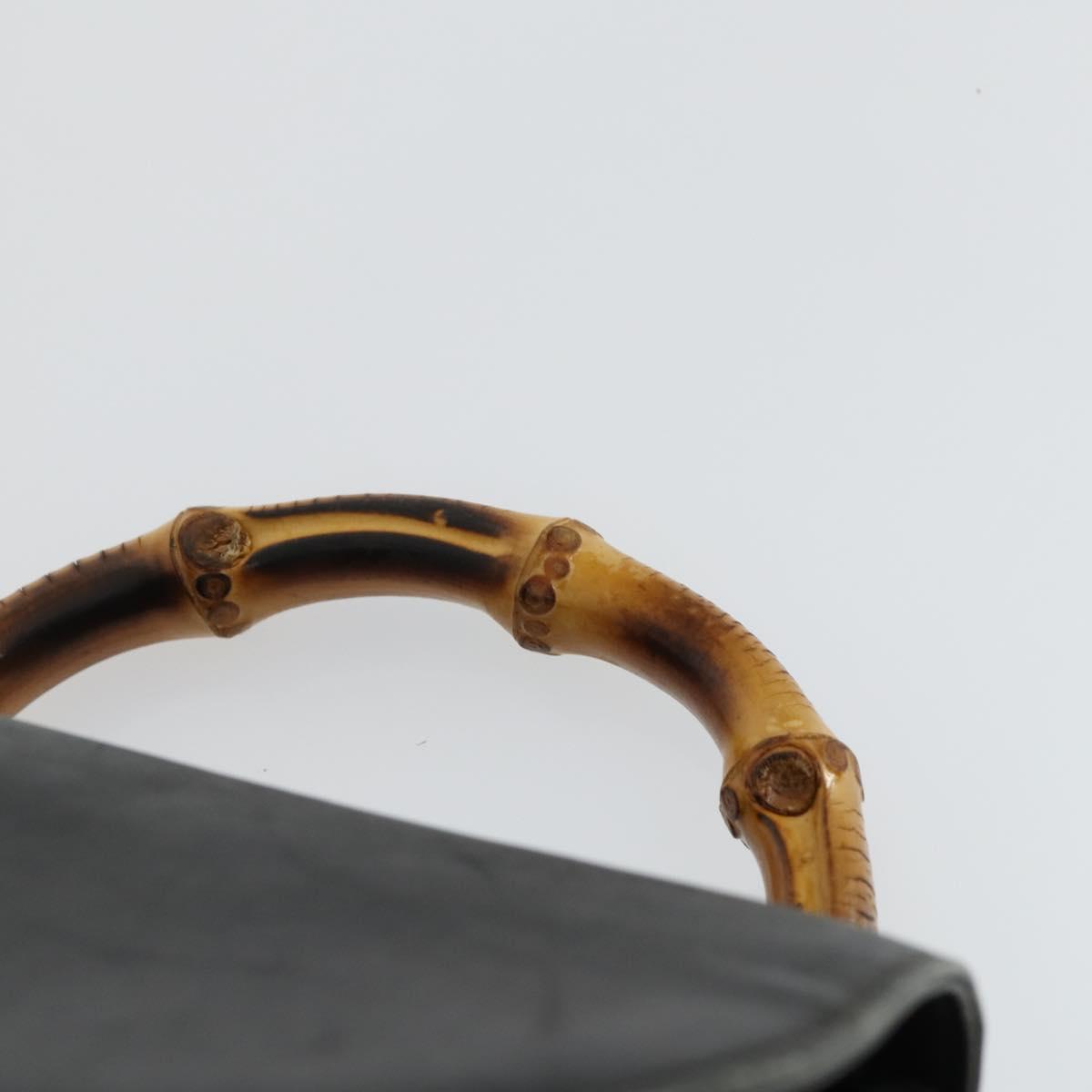 GUCCI Bamboo Backpack Leather Black Gold 003 1998 0016 Auth 169543A