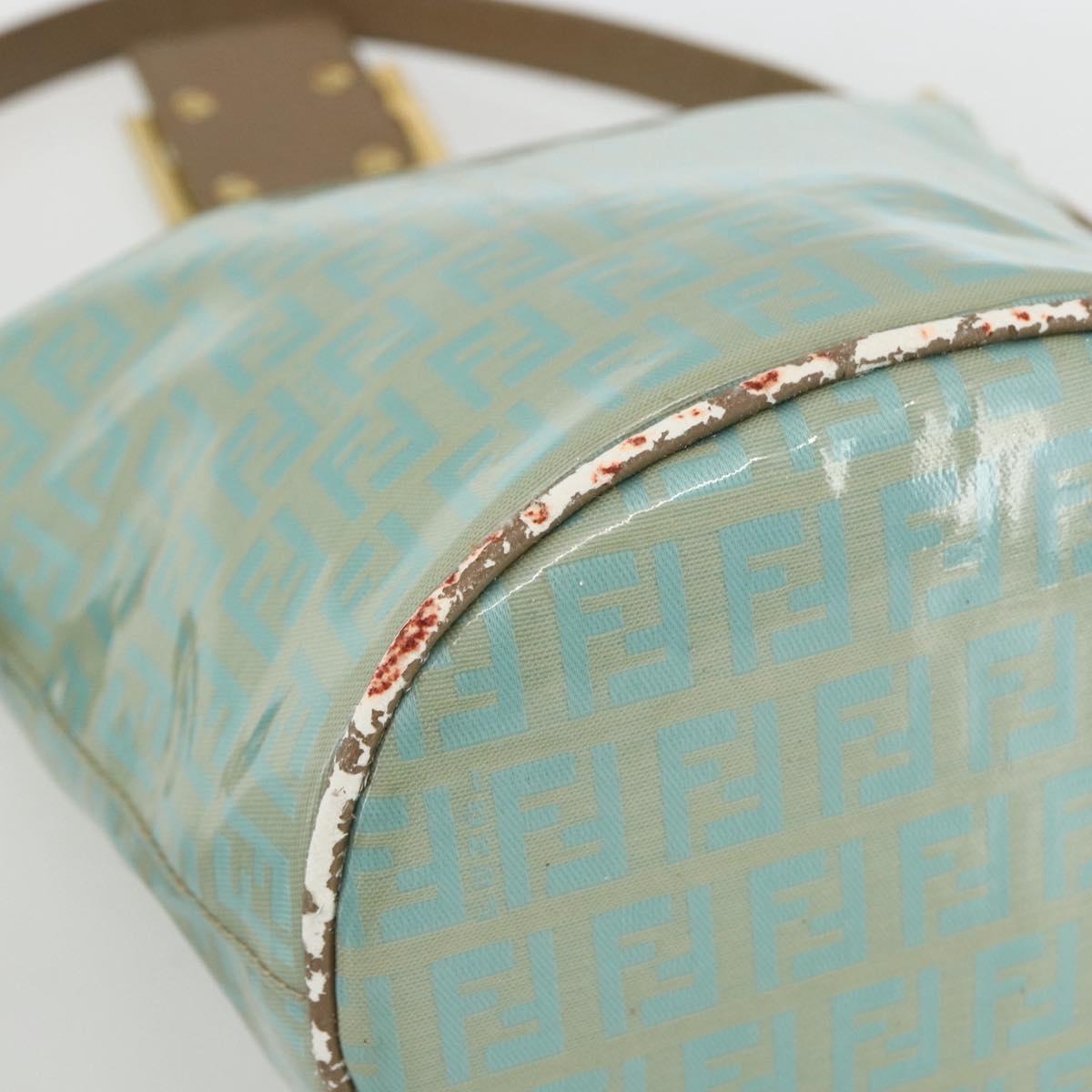 FENDI Zucchino Canvas Mamma Baguette Bag Coated Canvas Gold green Auth 169553