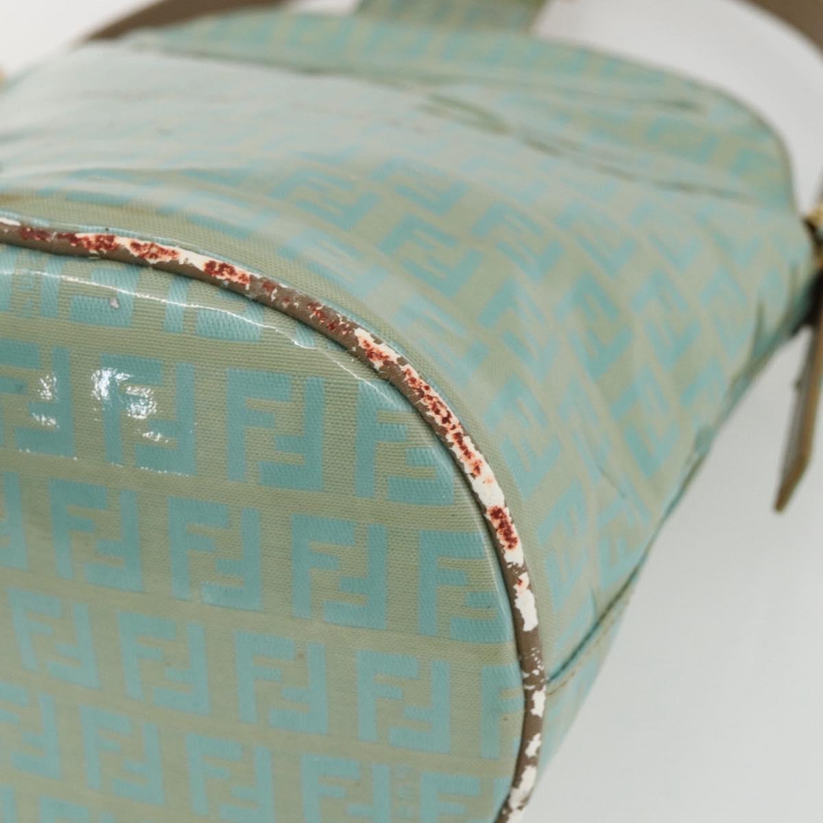 FENDI Zucchino Canvas Mamma Baguette Bag Coated Canvas Gold green Auth 169553