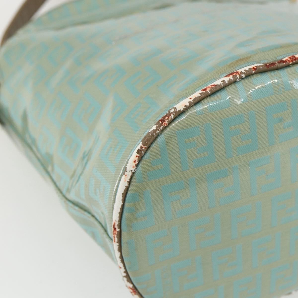 FENDI Zucchino Canvas Mamma Baguette Bag Coated Canvas Gold green Auth 169553