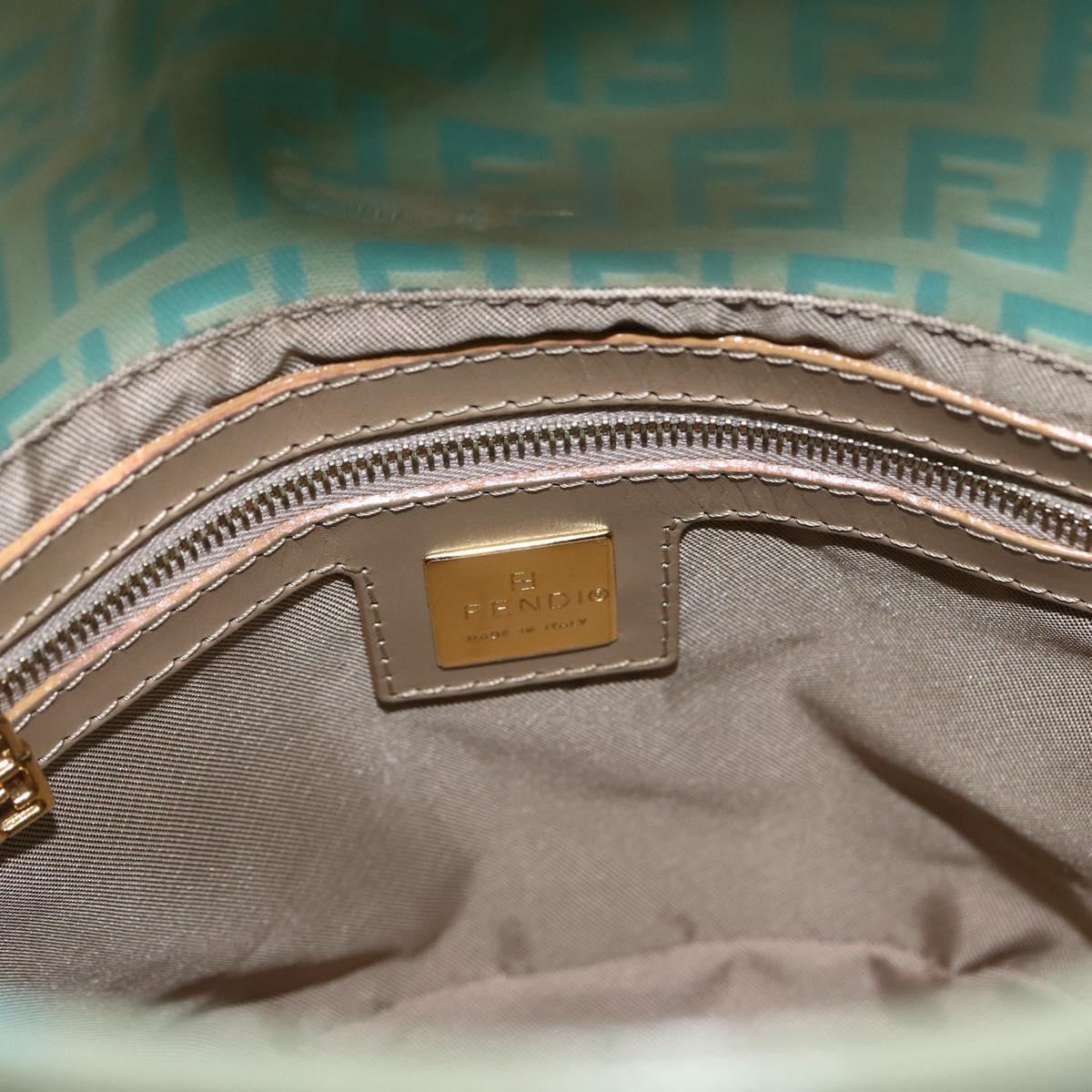 FENDI Zucchino Canvas Mamma Baguette Bag Coated Canvas Gold green Auth 169553