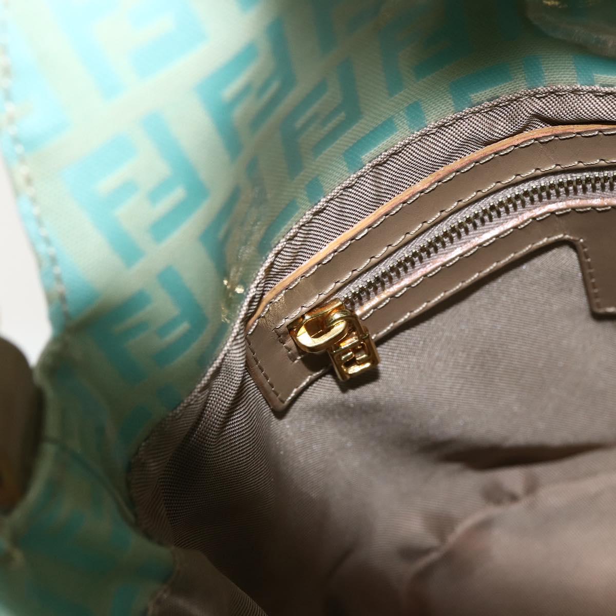 FENDI Zucchino Canvas Mamma Baguette Bag Coated Canvas Gold green Auth 169553