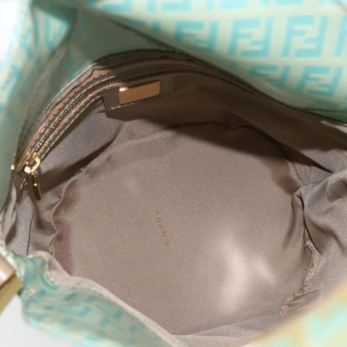 FENDI Zucchino Canvas Mamma Baguette Bag Coated Canvas Gold green Auth 169553