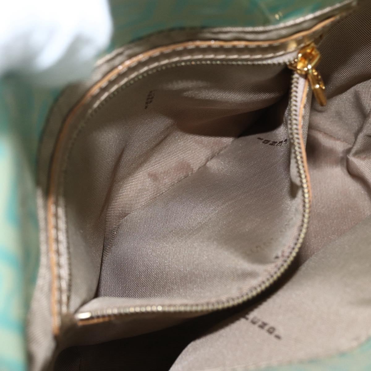 FENDI Zucchino Canvas Mamma Baguette Bag Coated Canvas Gold green Auth 169553