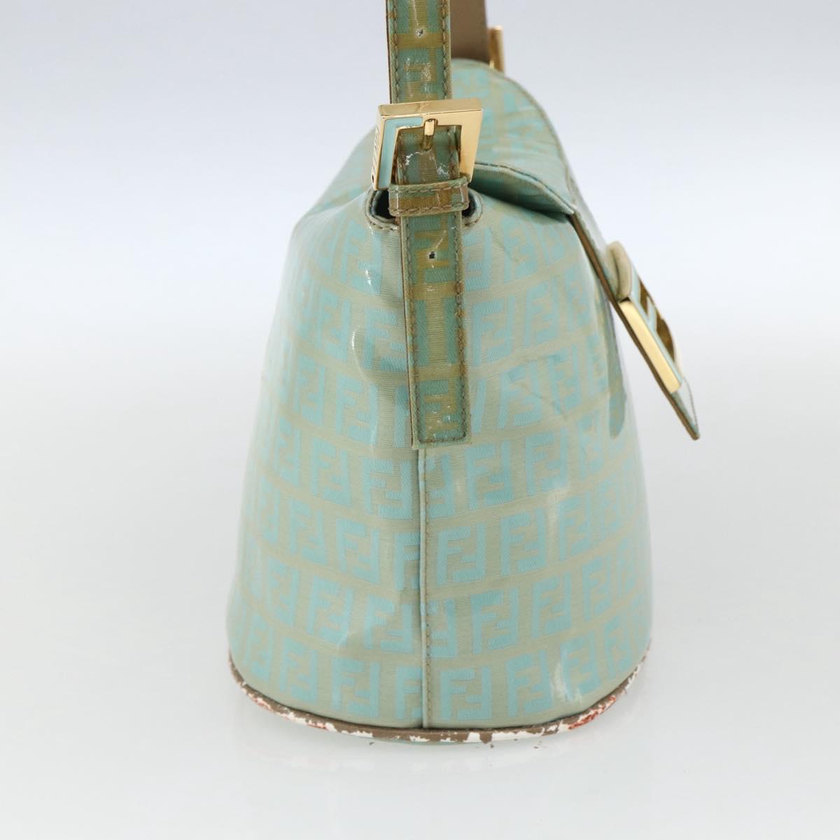 FENDI Zucchino Canvas Mamma Baguette Bag Coated Canvas Gold green Auth 169553