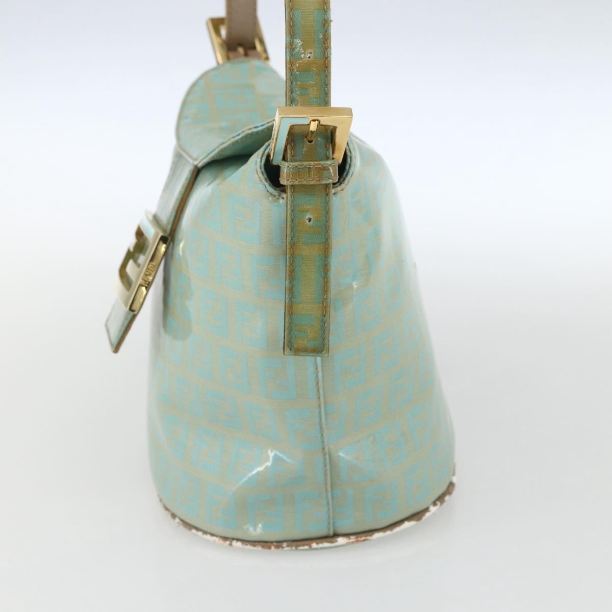 FENDI Zucchino Canvas Mamma Baguette Bag Coated Canvas Gold green Auth 169553